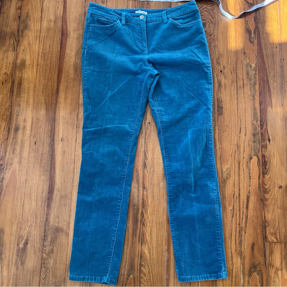 Eileen Fisher Teal Blue Straight-Leg Corduroy Pants